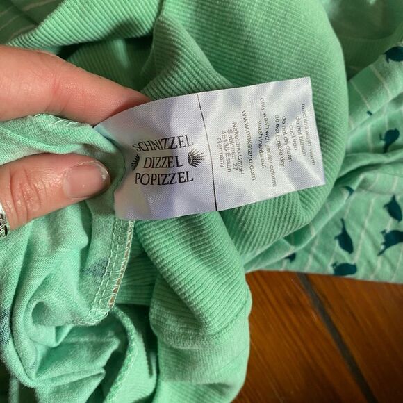 Naketano Bird Stripe Green Short Sleeve Shirt, Italian Blouse, Size Small - Picture 8 of 11